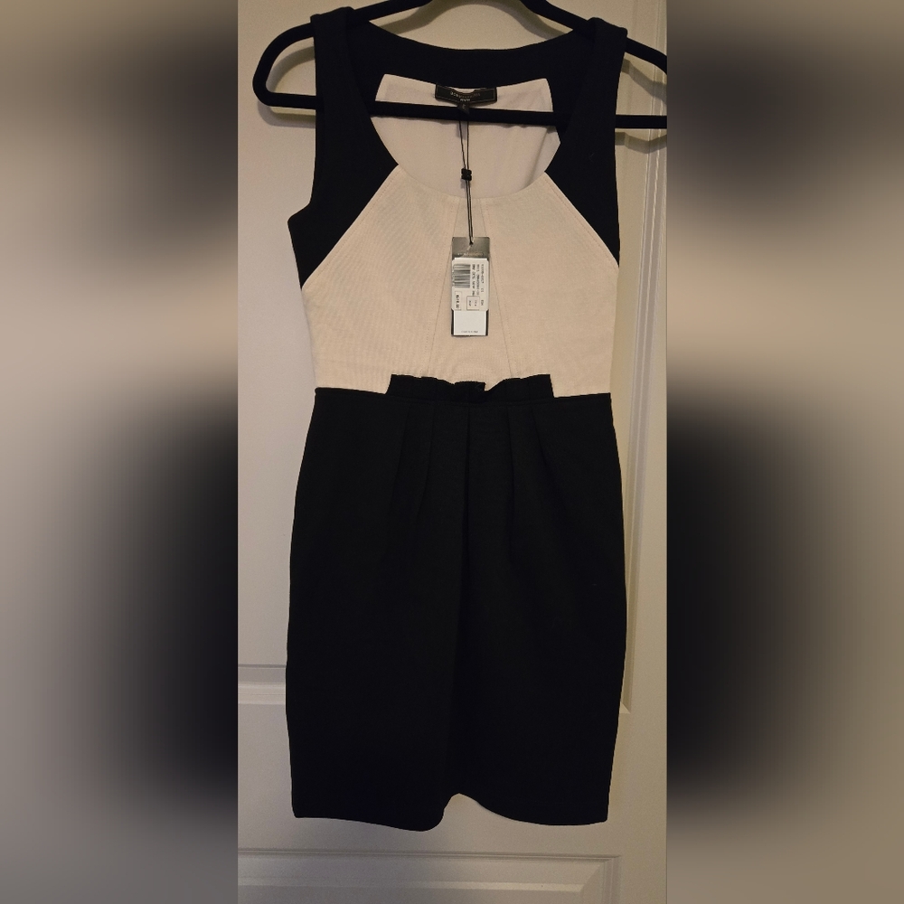 BCBGMaxAzria Cream and Black Dress